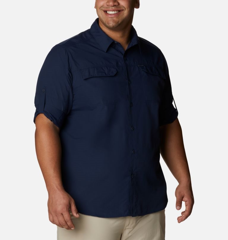 Men's Columbia Silver Ridge 2.0 Long Sleeve Shirts Navy | Plus Size CA-Q46L1